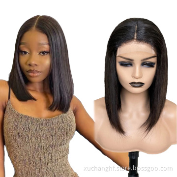Wholesale short human hair bob wigs lace front, full lace 8 inch peruvian bob wig,virgin remy bob front lace wig human hair